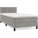 Box spring krevet s madracem svjetlosivi 80 x 200 cm baršunasti | shoptok.hr