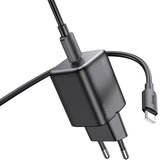 hoco. stenski polnilec tipa C + kabel tipa C v tip C QC PD 20W N40 črn | Shoptok.si