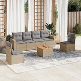 Maison Chic Seti vrtnega pohištva - Vrtna garnitura - Vrtni pohištvo set 7-delna z blazinami bež poli ratan, (21804367) | Shoptok.si