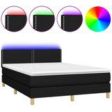 Maison Chic Box spring postelja - Vzmetna postelja z vzmetnico LED črna 140x200 cm blago SL22534, (21891800) | Shoptok.si