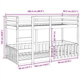  Krevet na kat 80 x 200 cm od masivne borovine | shoptok.hr