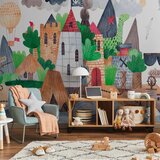  Foto tapeta - A colourful treasure island with a castle - a pirate ship at sea for children 500x350 Standard | shoptok.hr