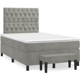 The Living Store Box spring postelja z vzmetnico svetlo siva 120x200 cm žamet - Box Spring Postelja, (21488652) | Shoptok.si