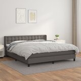 vidaXL Box spring postelja z vzmetnico siva 180x200 cm umetno usnje Cene