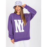 Fashion Hunters Purple sweatshirt with a printed design without a hood