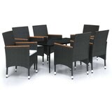  7-dijelni vrtni blagovaonski set s jastucima crni | shoptok.hr