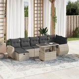 Maison Chic Seti vrtnega pohištva - Vrtna garnitura - Vrtni pohištvo set 8-delna z blazinami sv. siv poli ratan, (21799429) | Shoptok.si