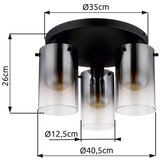 Globo 15907-3D - Plafonski luster FLORENTINA 3xE27/40W/230V pr. 40,5 cm crna | Eponuda.com
