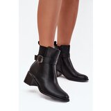 Boto Warm Ladies Ankle Boots With Heel Strap And Buckle Black Sylira | shoptok.hr