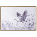  Plakat - Majestic Flight - crane in flight in a monochromatic cool color palette 90x60 Zlatni okvir | shoptok.hr