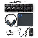 Nedis Gaming paket 5 v 1 s tipkovnico, miško, slušalkami in osvetljeno podlogo, Črna, (5000087289) | Shoptok.si