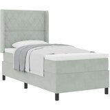 vidaXL Box Spring Postelja s Prijetno Blazino Svetlo Siva 90x190 cm Žamet | Shoptok.si
