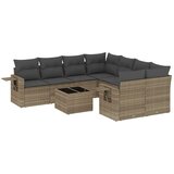 Maison Chic Seti vrtnega pohištva - Vrtna garnitura - Vrtni pohištvo set 9-delna z blazinami sv. siv poli ratan, (21798047) | Shoptok.si