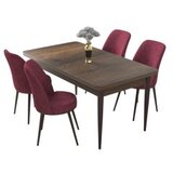 Hanah home Set Trpezarijski sto i 4 stolice Nile, bordo-smeđa | Eponuda.ba