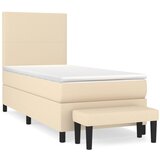  Okvir kreveta s oprugama i madrac krem 80x200 cm od tkanine | shoptok.hr