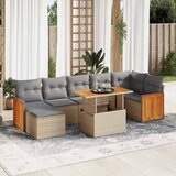 vidaXL 7-dijelni set vrtnih sofa s jastucima bež od poliratana bagrem Cijene