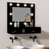Ormarić s ogledalom i LED svjetlima crni 60 x 31,5 x 62 cm | shoptok.hr