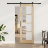 vidaXL drsna vrata s setom strojne opreme 73.5x211 cm Masivna lesena vrata, notranja vrata z steklom 'ORKDAL'73.5x211x4 cm Masivna lesena vrata | Shoptok.si