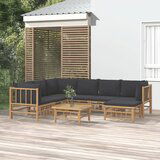 Maison Chic Seti vrtnega pohištva - Vrtna garnitura - Vrtni pohištvo set 8-delna temno sive blazine bambus, (21802137) | Shoptok.si