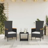 3-dijelni vrtni blagovaonski set s jastucima od poliratana crni Crna | shoptok.hr