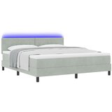 vidaXL Box Spring Postelja z Vzmetnico & LED Osvetlitev Svetlo Siva 180x200 cm Žamet | Shoptok.si