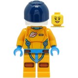 Lego city cty1430 Lunar Research Astronaut - Female, Bright Light Orange and Dark Azure Suit, White Helmet, Dark Blue Visor, Open Mouth Smile