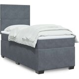 vidaXL Box spring postelja z vzmetnico temno siva 100x200 cm žamet | Shoptok.si