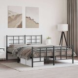 Metalni okvir kreveta uzglavlje i podnožje crni 160x200 cm | shoptok.hr