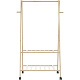 vidaXL Stojalo za oblačila s policami n kolesi 96x45,5x155,5 cm Bambus | Shoptok.si
