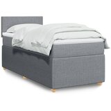 vidaXL Box spring postelja z vzmetnico svetlo siva 90x200 cm blago | Shoptok.si