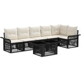  Sjedeća garnitura za vrt 7 kom. Crna i krem-bijela poliratan 100 x 55 x 73 cm | shoptok.hr