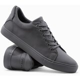 Ombre Casual one-color men's sneakers with combined materials - gray Cene