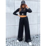 DStreet Zestaw damski spodnie wide led i crop top z długim rękawem ASTRAL ALLURE czarny | Shoptok.si