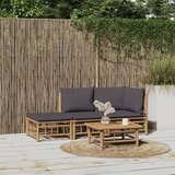 The Living Store Vrtna sedežna garnitura 3-delna temno sive blazine bambus - Vrtna Sedežna Garnitura, (21469265) | Shoptok.si