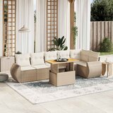 Maison Chic Seti vrtnega pohištva - Vrtna garnitura - Vrtni pohištvo set 7-delna z blazinami bež poli ratan, (21804944) | Shoptok.si