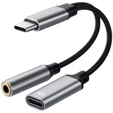 INF Type-C 2-v-1 adapter: 10 W, pleten najlon, bakrena žica, srebrn, (5000327363) | Shoptok.si