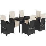  7-dijelni vrtni blagovaonski set s jastucima crni od poliratana Crna Dužina stola 160 cm | shoptok.hr