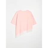 Sinsay Pamučna bluza s čipkastim obrubom i asimetričnim rubom | shoptok.hr