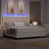  LED Box Spring Krevet s uzglavljem Krema i bijela 200 x 200 cm | shoptok.hr