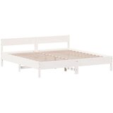  Okvir za krevet s uzglavljem bijeli 200x200 cm masivna borovina | shoptok.hr