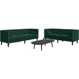  2-dijelni set sofa Chesterfield tamnozeleni baršunasti | Eponuda.com