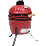  2-u-1 roštilj s pušnicom Kamado keramički 56 cm crveni Cijene