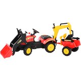 HOMESTAR Pedalni traktor s prikolico in sprednjim nakladalnikom 179x42x59 cm rdeč, (5000227727) Cene