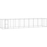  Zunanji pasji boks pocinkano jeklo 21,78 m² - - Srebrna - 90.4 - 990 x 220 x 180 cm - | Shoptok.si