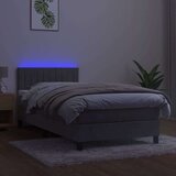  Box spring postelja z vzmetnico LED svetlo siva 100x200cm žamet, (20790570) | Shoptok.si
