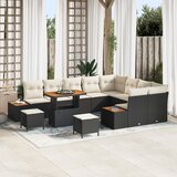 vidaXL 12-dijelni Vrtni Sofa Set s Jastučićima Crna Poly Ratan Akacija | shoptok.hr
