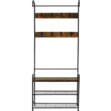 Kondela Obešalnik s prostorom za čevlje, črna kovina/MDF rustikalni les, KELAM | Shoptok.si