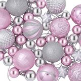  Set božićnih kuglica 88 kom. ružičasta i srebrna Ø 6 cm | shoptok.hr