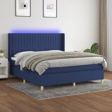  The Living Store Box spring postelja z vzmetnico LED modra 160x200 cm blago - Box Spring Postelja, (21448792) Cene