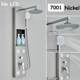 ulgksd Sistem tuš panela z dežjem, SPA telesni curki, LCD prikaz temperature, brušeni nikelj 7001, (5000159321) | Shoptok.si